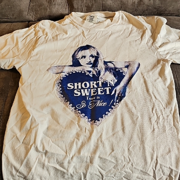 Comfort Colors Tops - Comfort Colors White Short 'N' Sweet Graphic Tee with Blue Heart Print